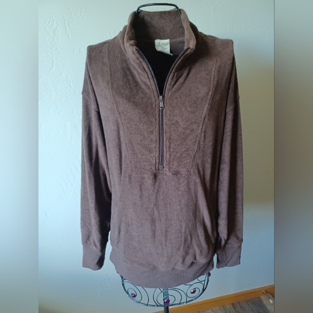 NWOT Aerie Offline Chocolate Quarter Zip Pullover Sm-Lrg